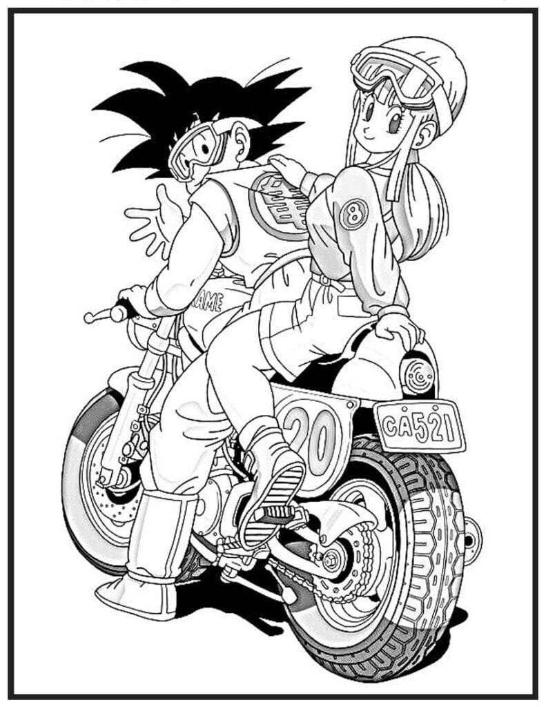 Goku and Bulma on a Motorcycle