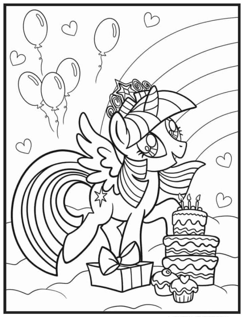 Twilight Sparkle with Cake and Balloons