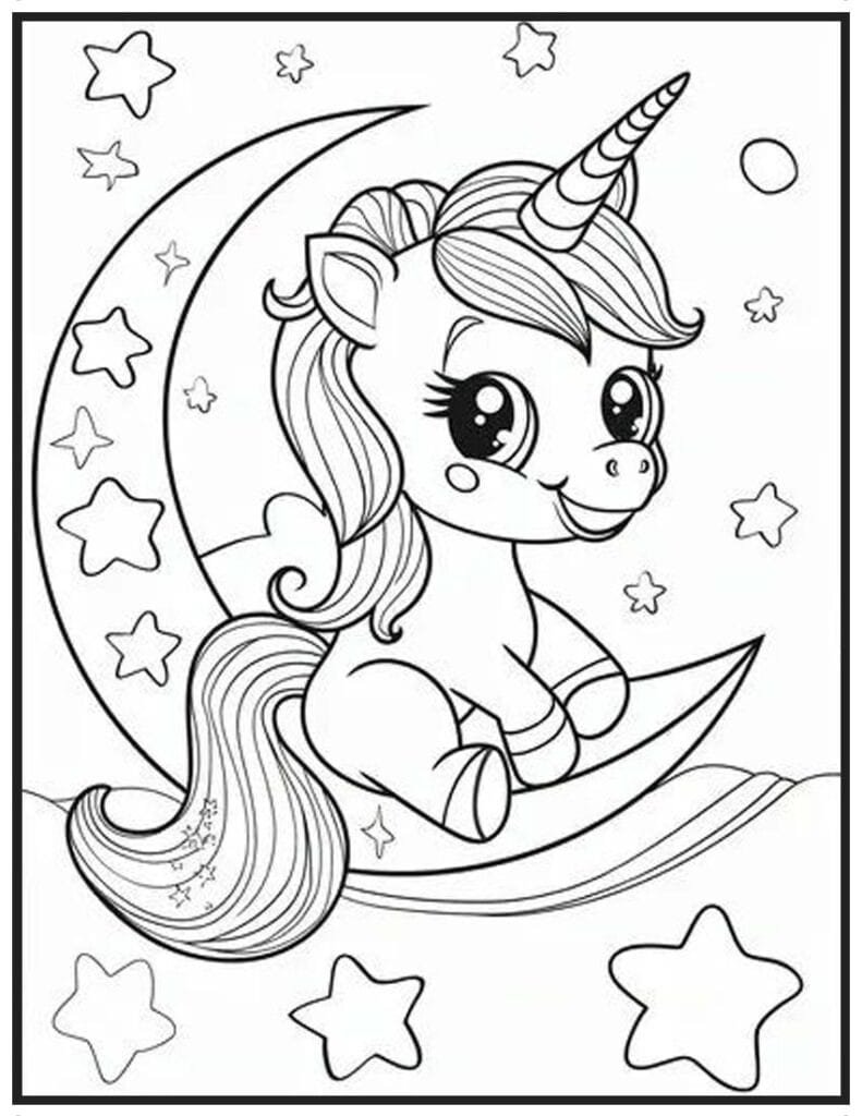 Unicorn Having Moon Flight