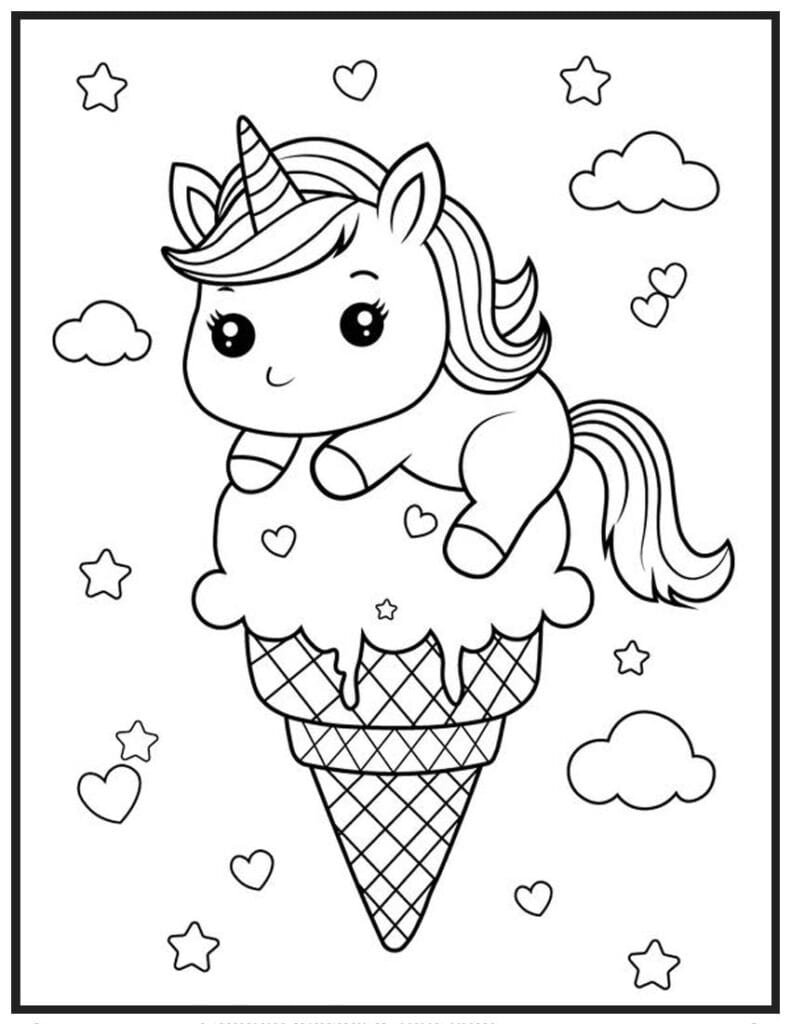 Unicorn having icecream Fun