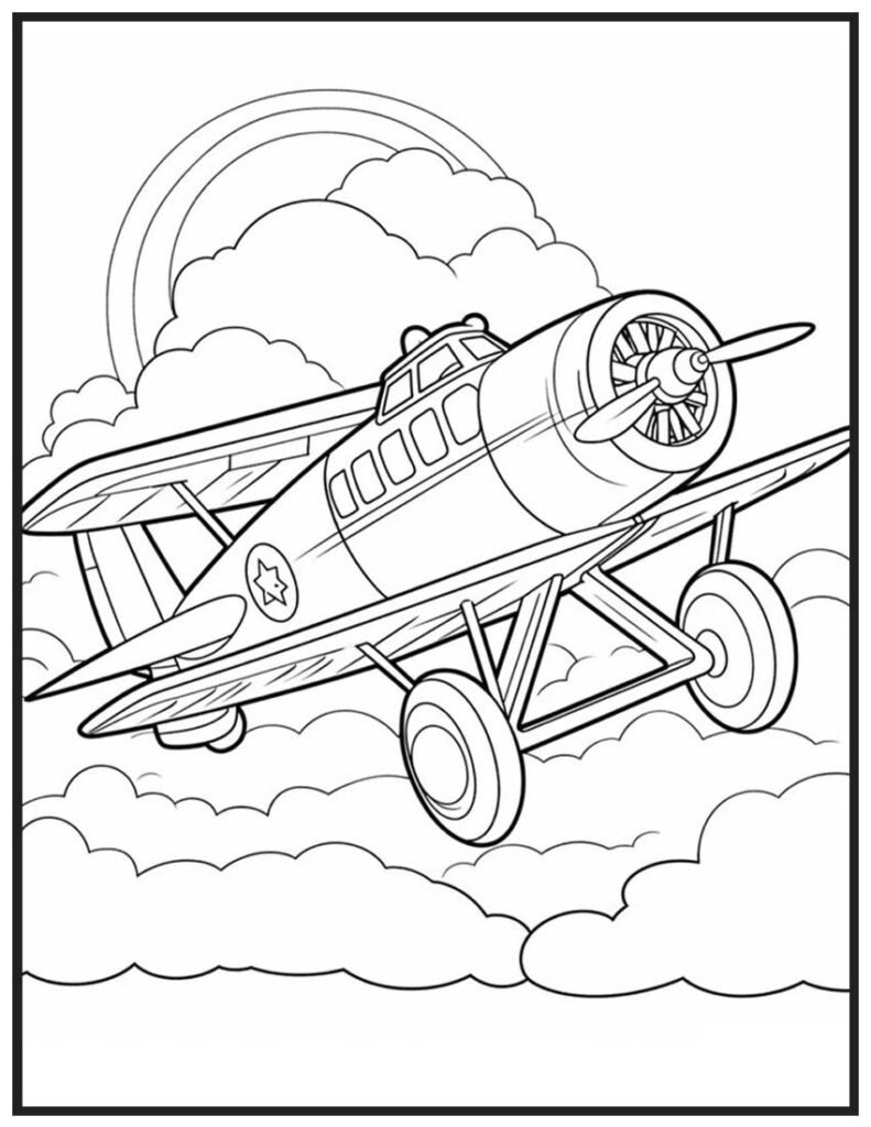 Biplane Coloring Page