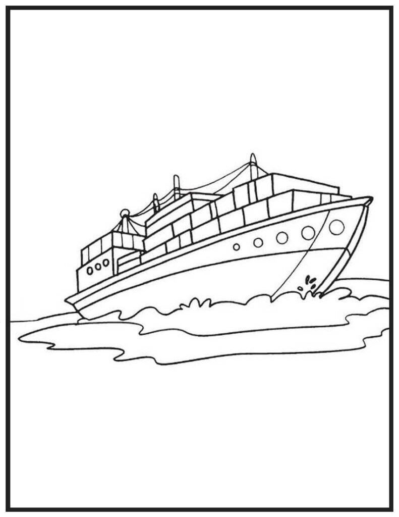 Cargo Ship Coloring Page