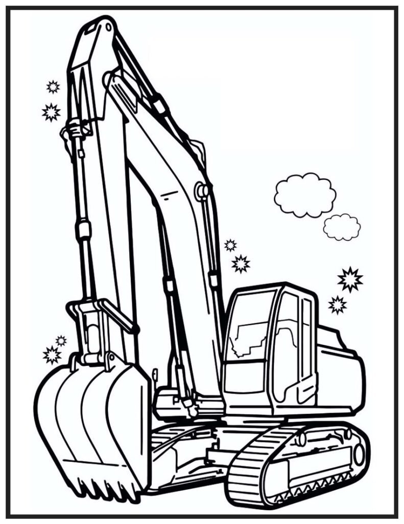 Excavator Coloring Page